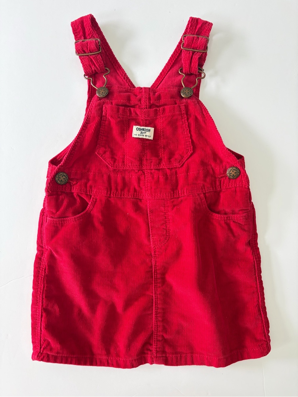 Oshkosh B'Gosh Classic Red Corduroy Jumper Dress Girls 2T Fall Winter Holiday